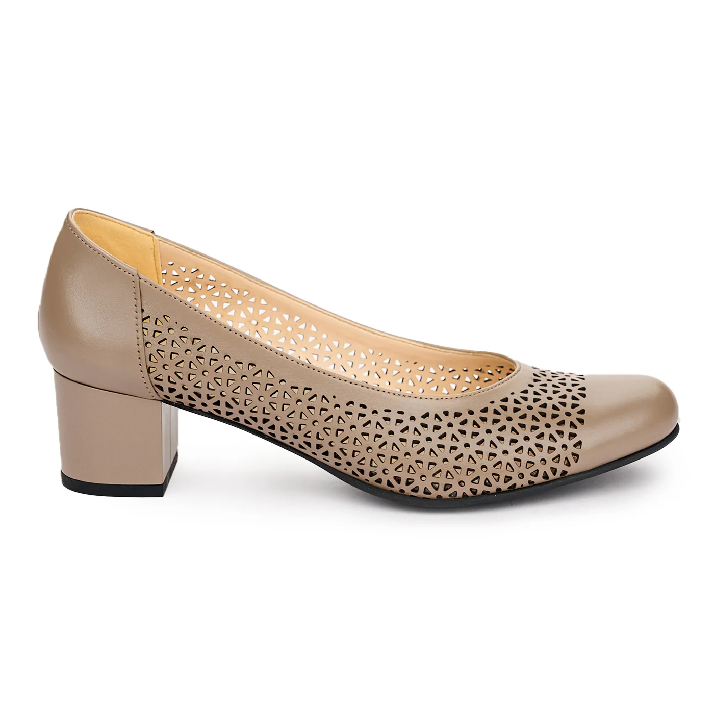 Pantofi dama din piele naturala maro cu toc gros 5 cm 15186