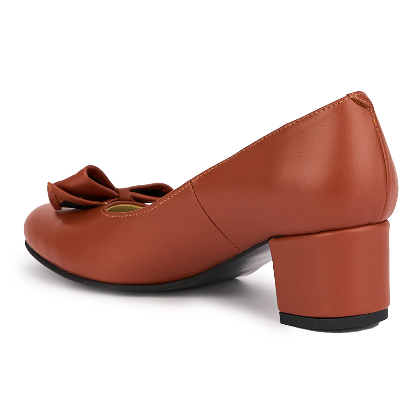 Pantofi dama din piele naturala maro cu toc gros 5 cm 16851 - Image 2
