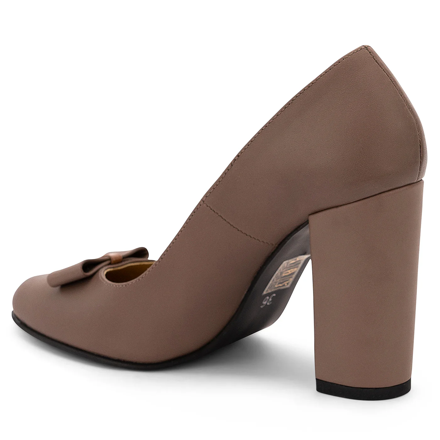 Pantofi dama din piele naturala maro cu toc gros 9.5 cm 14151 - Image 2