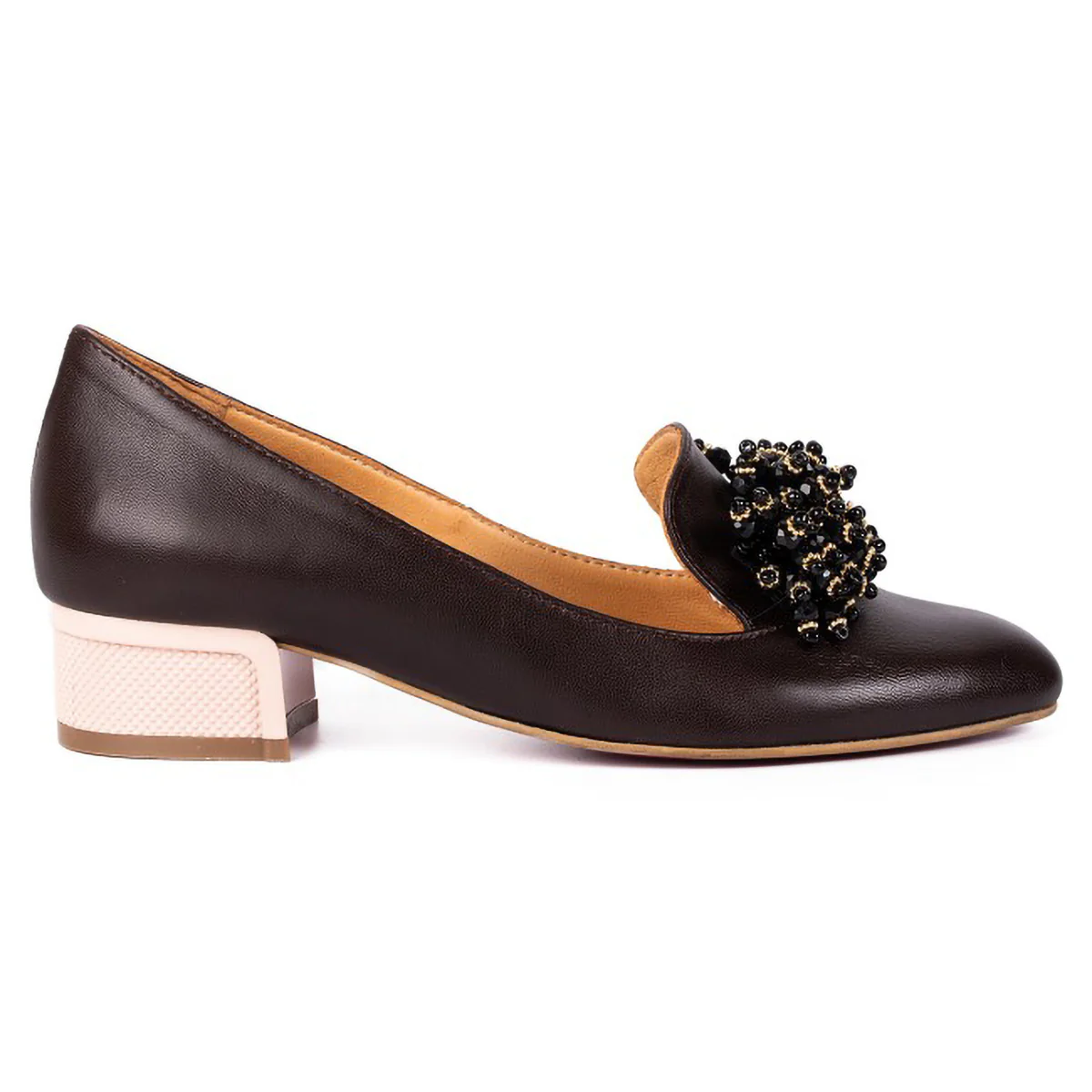 Pantofi dama din piele naturala maro cu toc mic 3 cm 15768