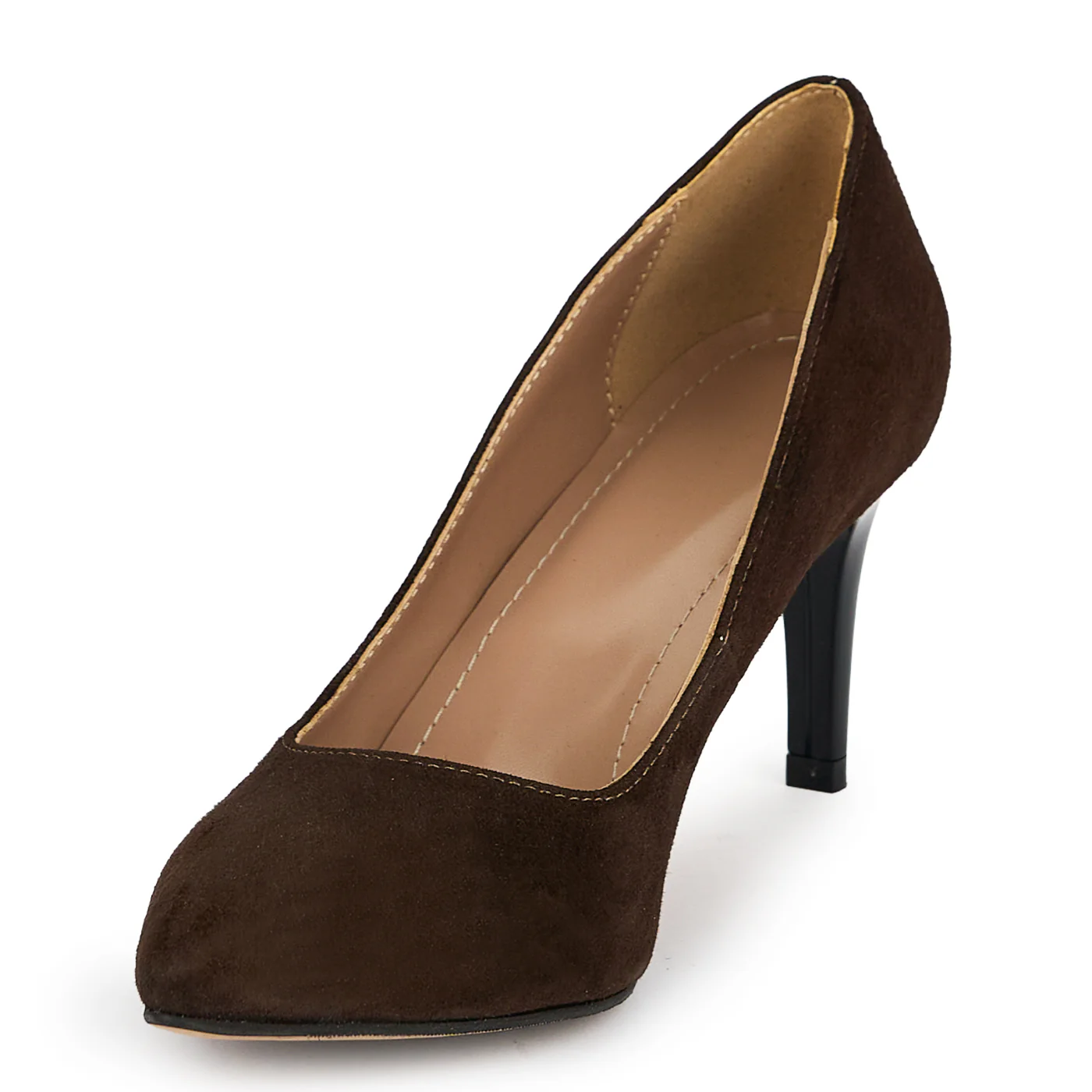 Pantofi dama din piele naturala maro cu toc subtire 7.5 cm 19377 - Image 3