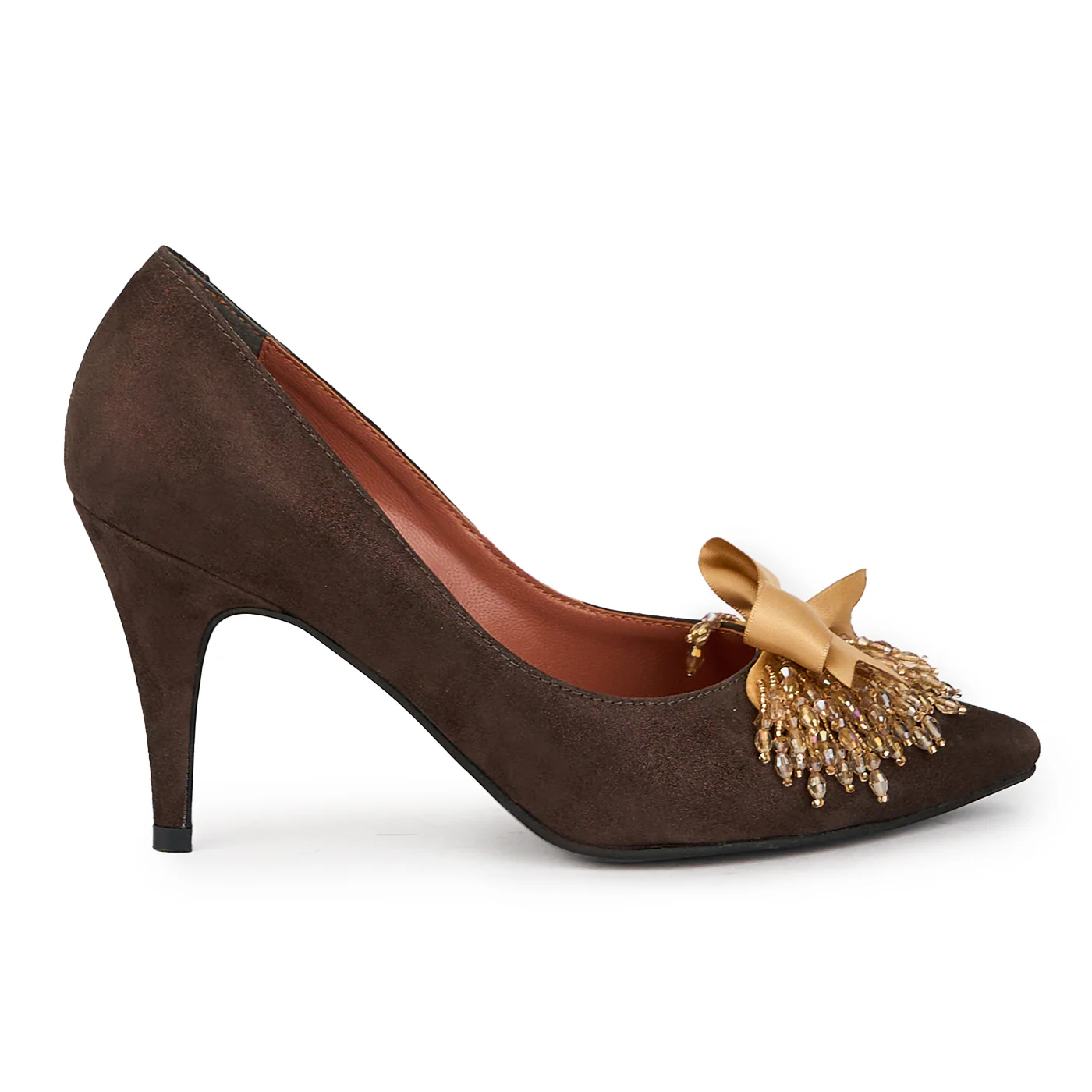 Pantofi dama din piele naturala maro cu toc subtire 8.5 cm 15704