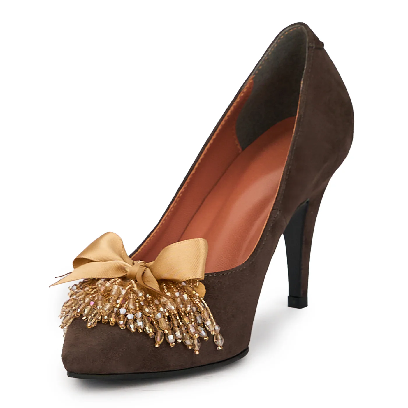 Pantofi dama din piele naturala maro cu toc subtire 8.5 cm 15704 - Image 3
