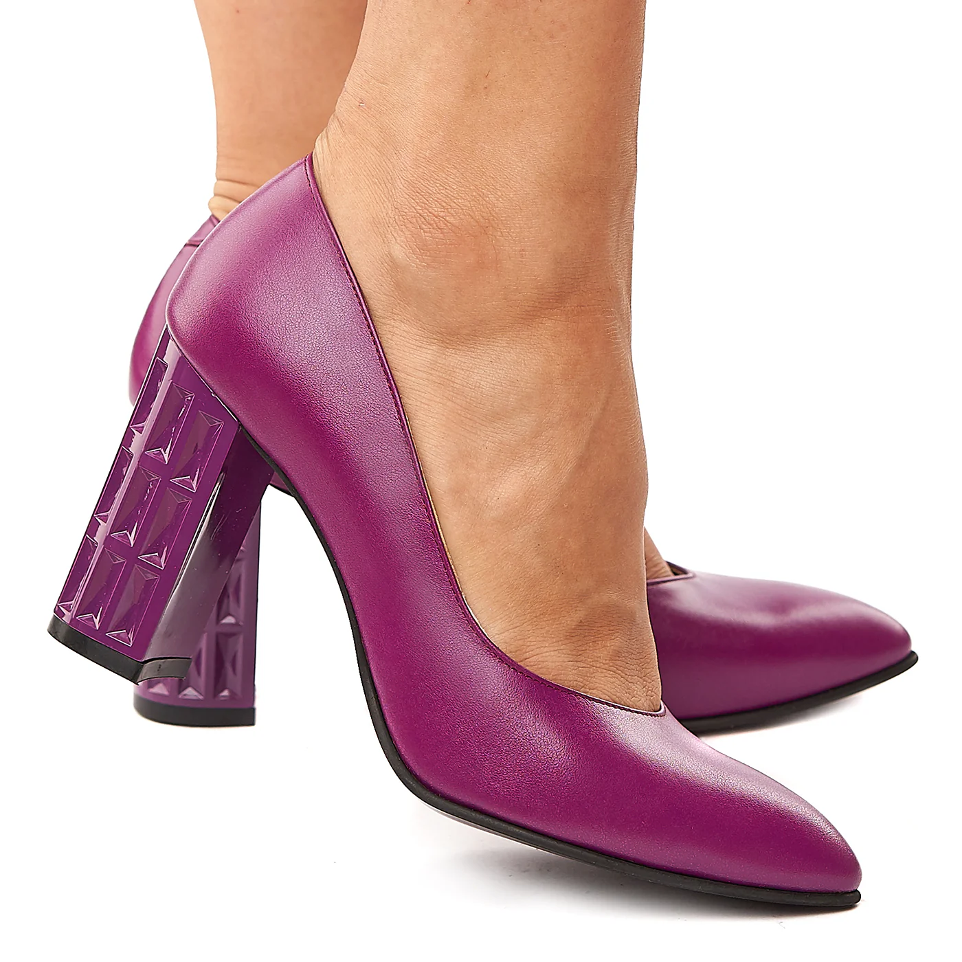 Pantofi dama din piele naturala mov 4217