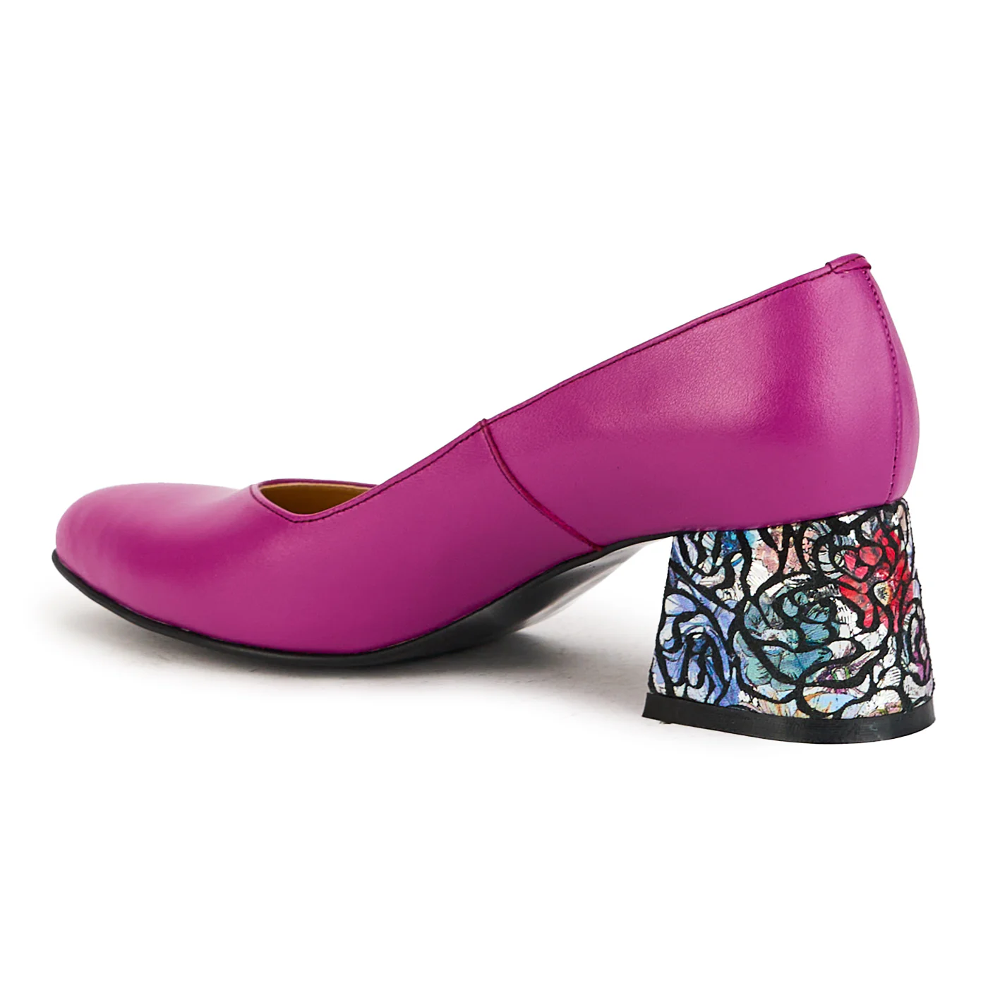 Pantofi dama din piele naturala mov cu toc 6 cm 17393 - Image 2