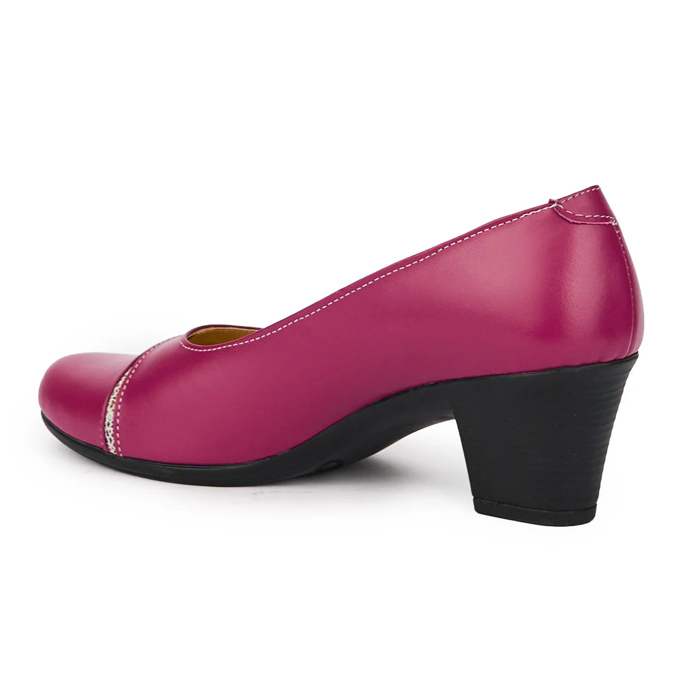 Pantofi dama din piele naturala mov cu toc gros 6 cm 15426 - Image 2