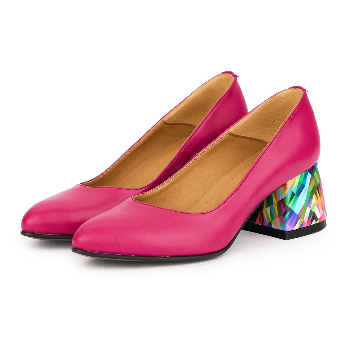 Pantofi dama din piele naturala mov cu toc gros 6 cm 16235 - Image 3