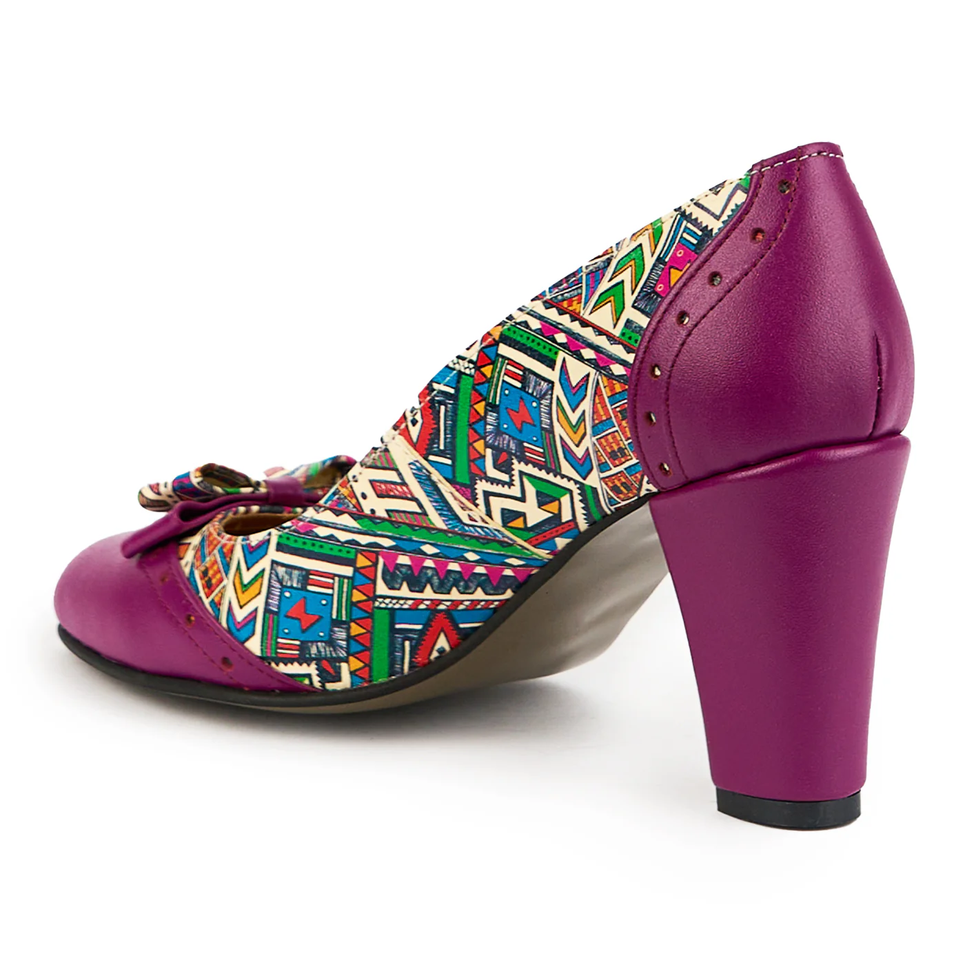 Pantofi dama din piele naturala mov cu toc gros 8 cm 14861 - Image 2