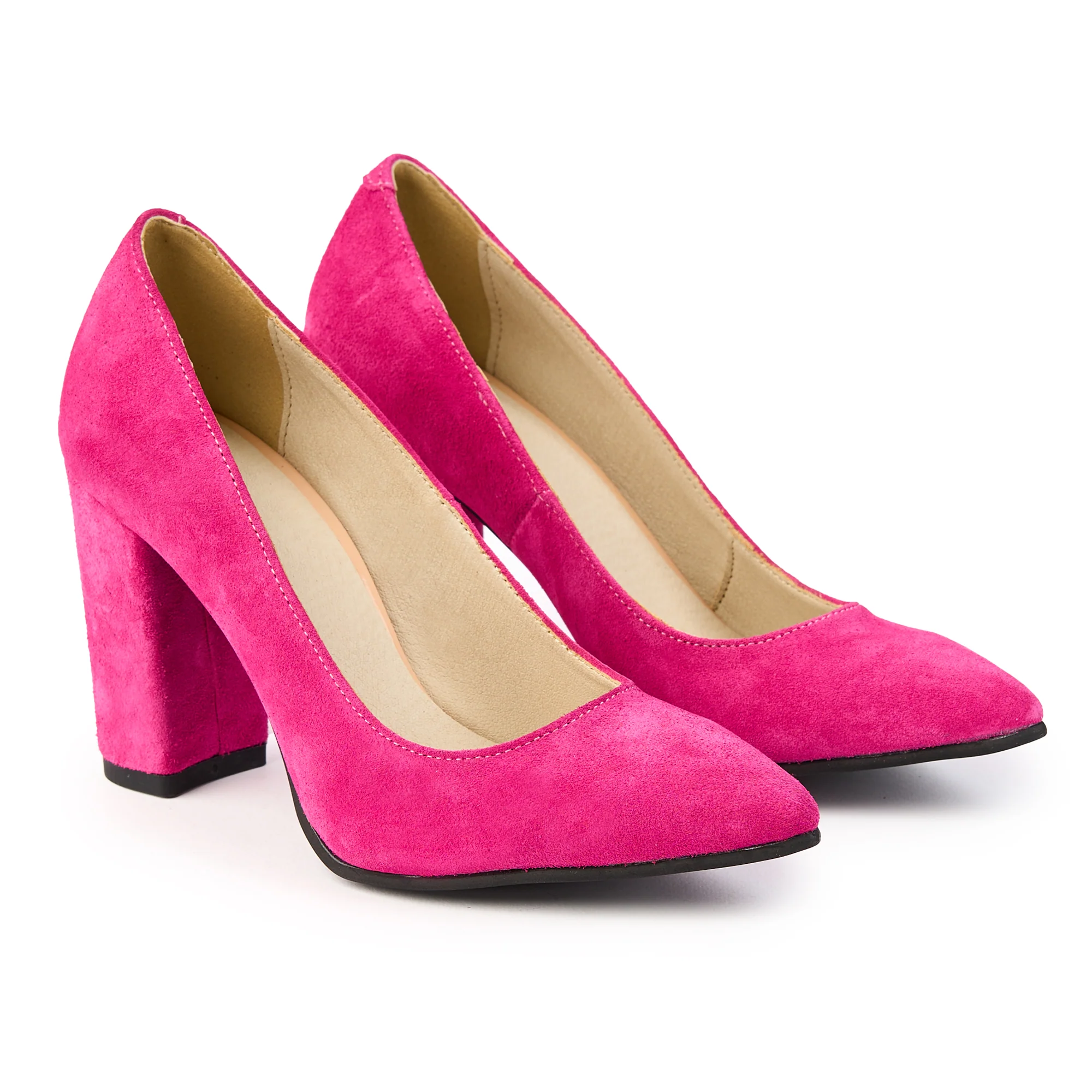 Pantofi dama din piele naturala mov cu toc gros 9 cm 14829 - Image 3