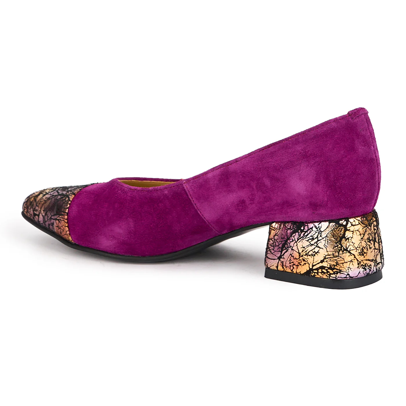 Pantofi dama din piele naturala mov cu toc mic 4 cm 16922 - Image 2