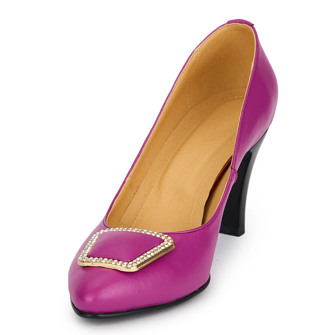 Pantofi damă din piele naturală mov cu toc subtire 8 cm 19640 - Image 3
