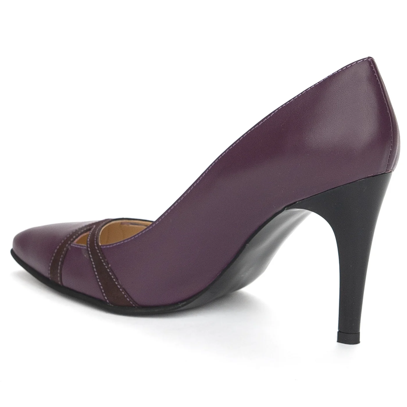 Pantofi dama din piele naturala mov cu toc subtire 9 cm 13893 - Image 2