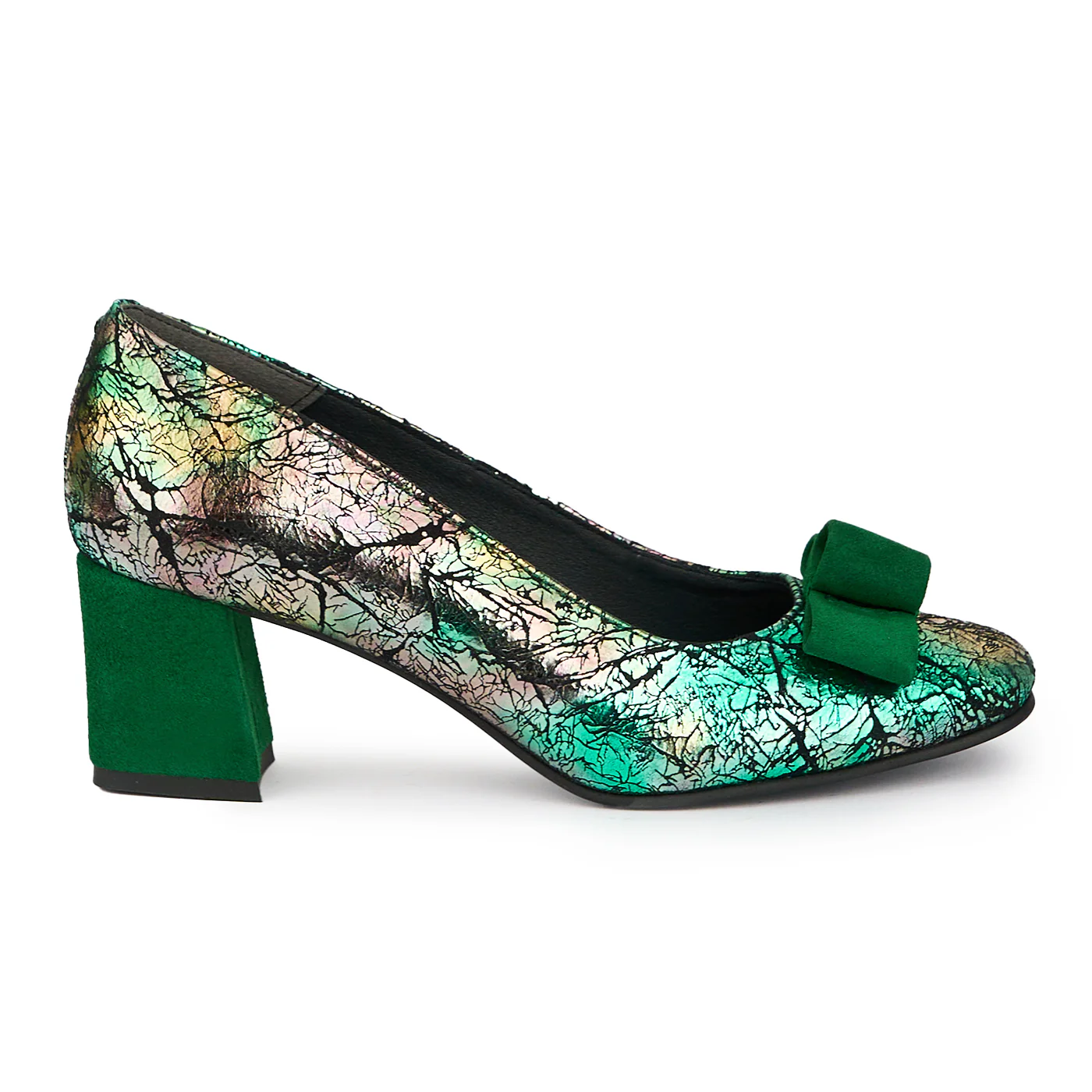 Pantofi dama din piele naturala multicolor cu toc gros 5.5 cm 15257