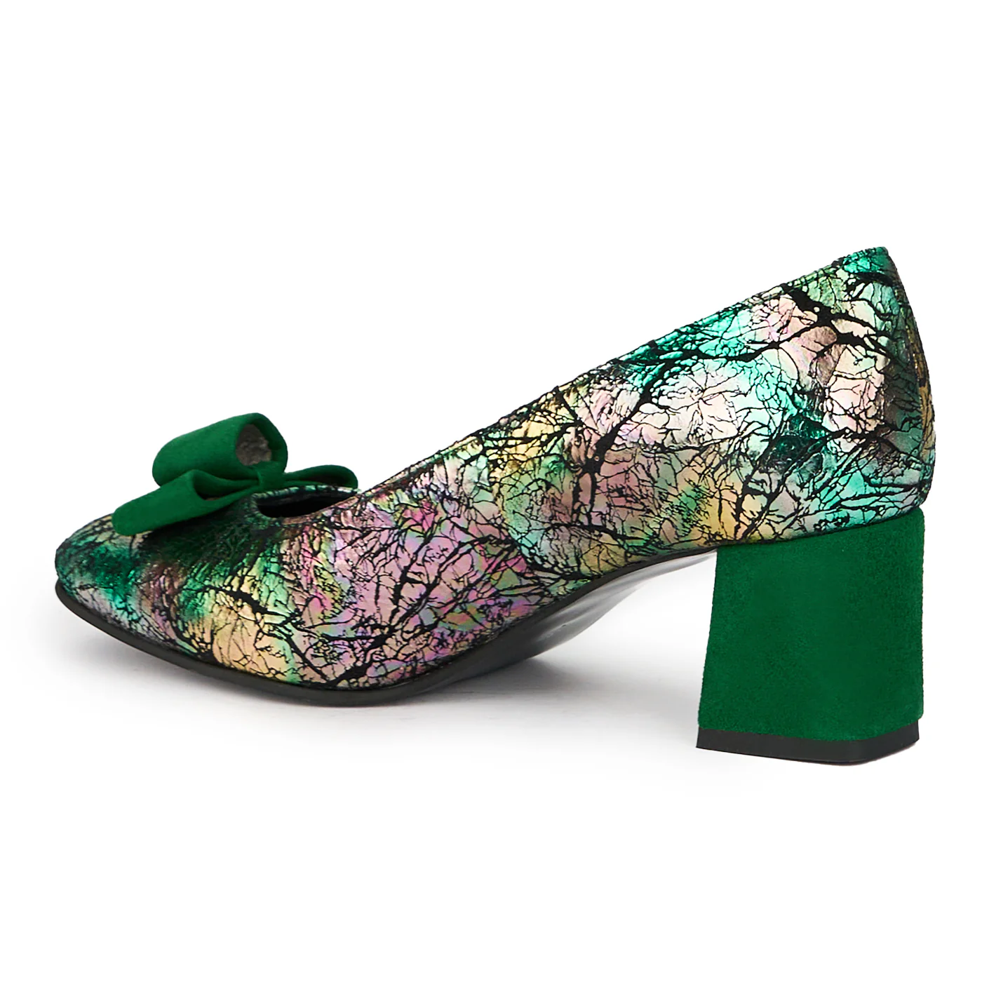 Pantofi dama din piele naturala multicolor cu toc gros 5.5 cm 15257 - Image 2