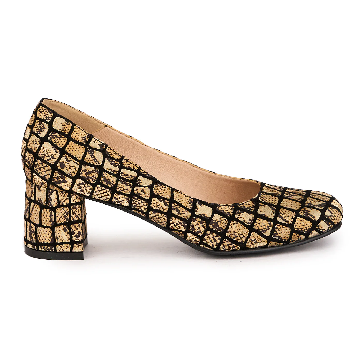 Pantofi dama din piele naturala multicolor cu toc gros 5.5 cm 16611
