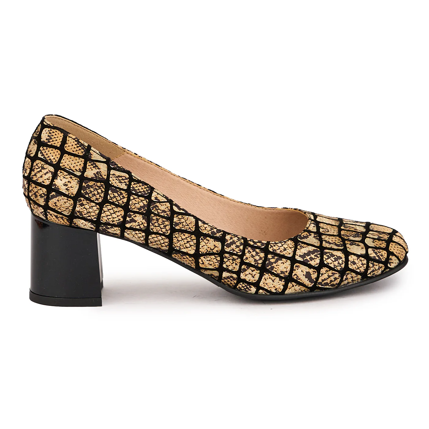 Pantofi dama din piele naturala multicolor cu toc gros 5.5 cm 16612