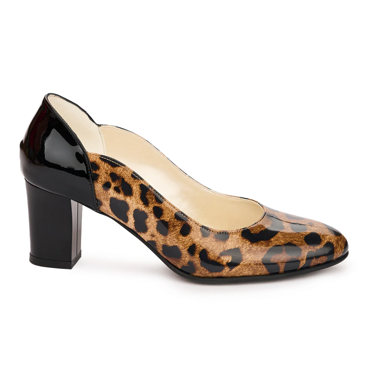 Pantofi dama din piele naturala multicolor cu toc gros 6.5 cm 13763