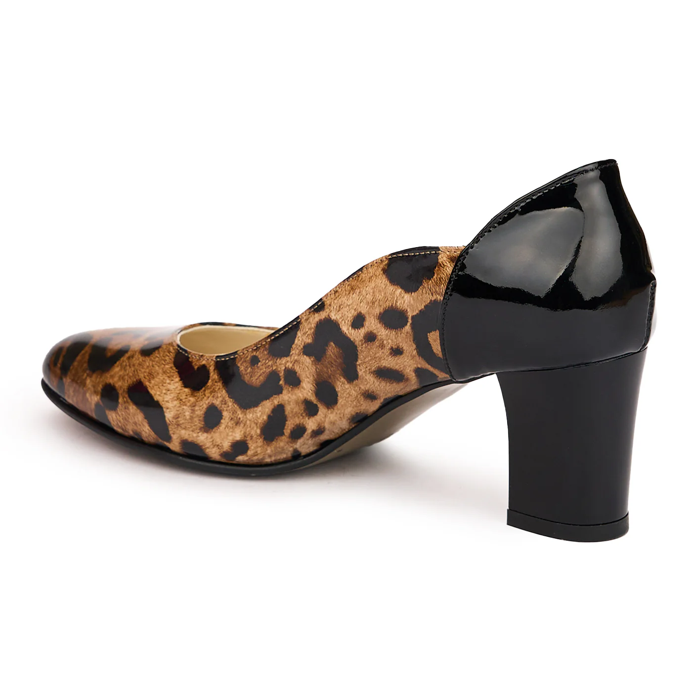 Pantofi dama din piele naturala multicolor cu toc gros 6.5 cm 13763 - Image 2