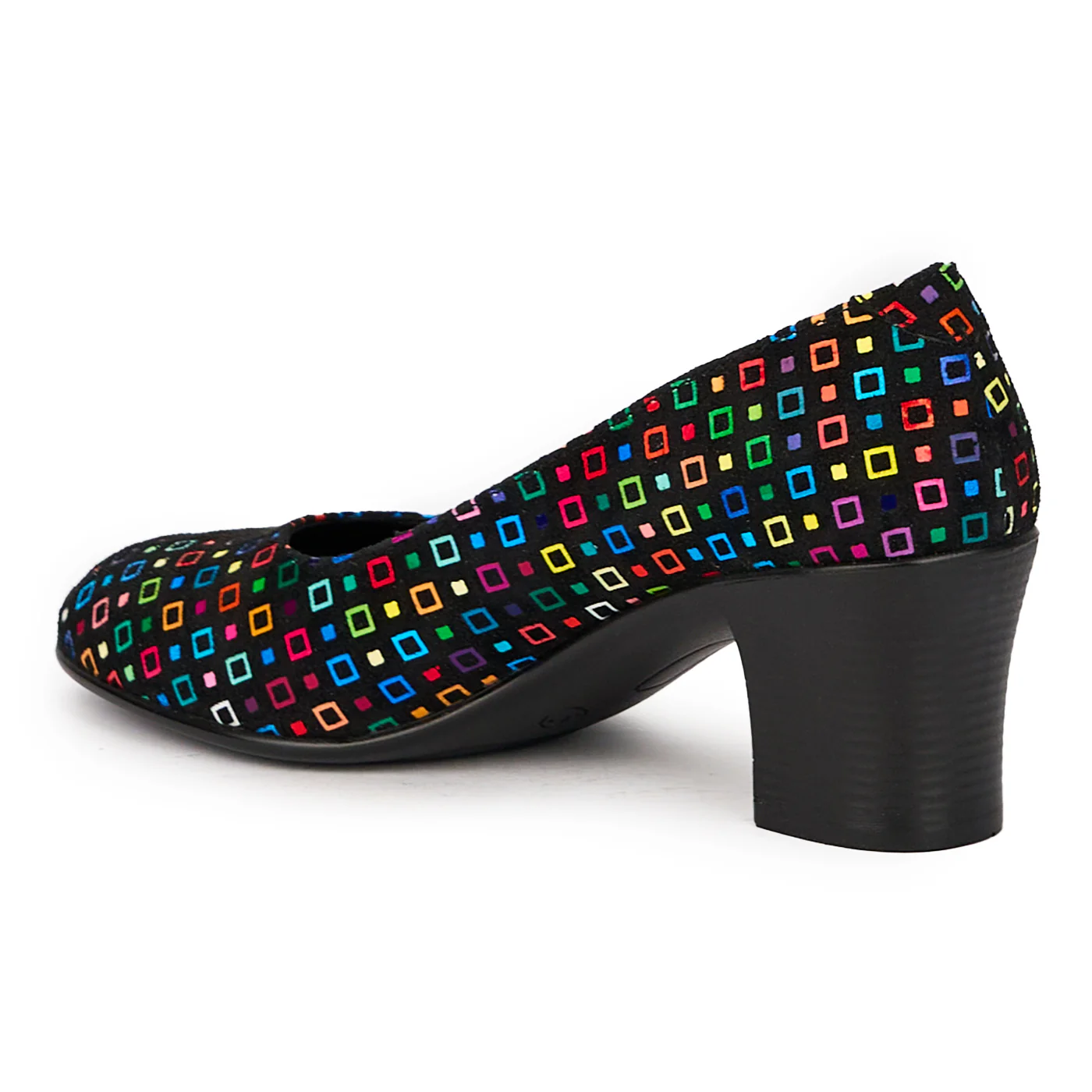 Pantofi dama din piele naturala multicolor cu toc gros 6 cm 15993 - Image 2