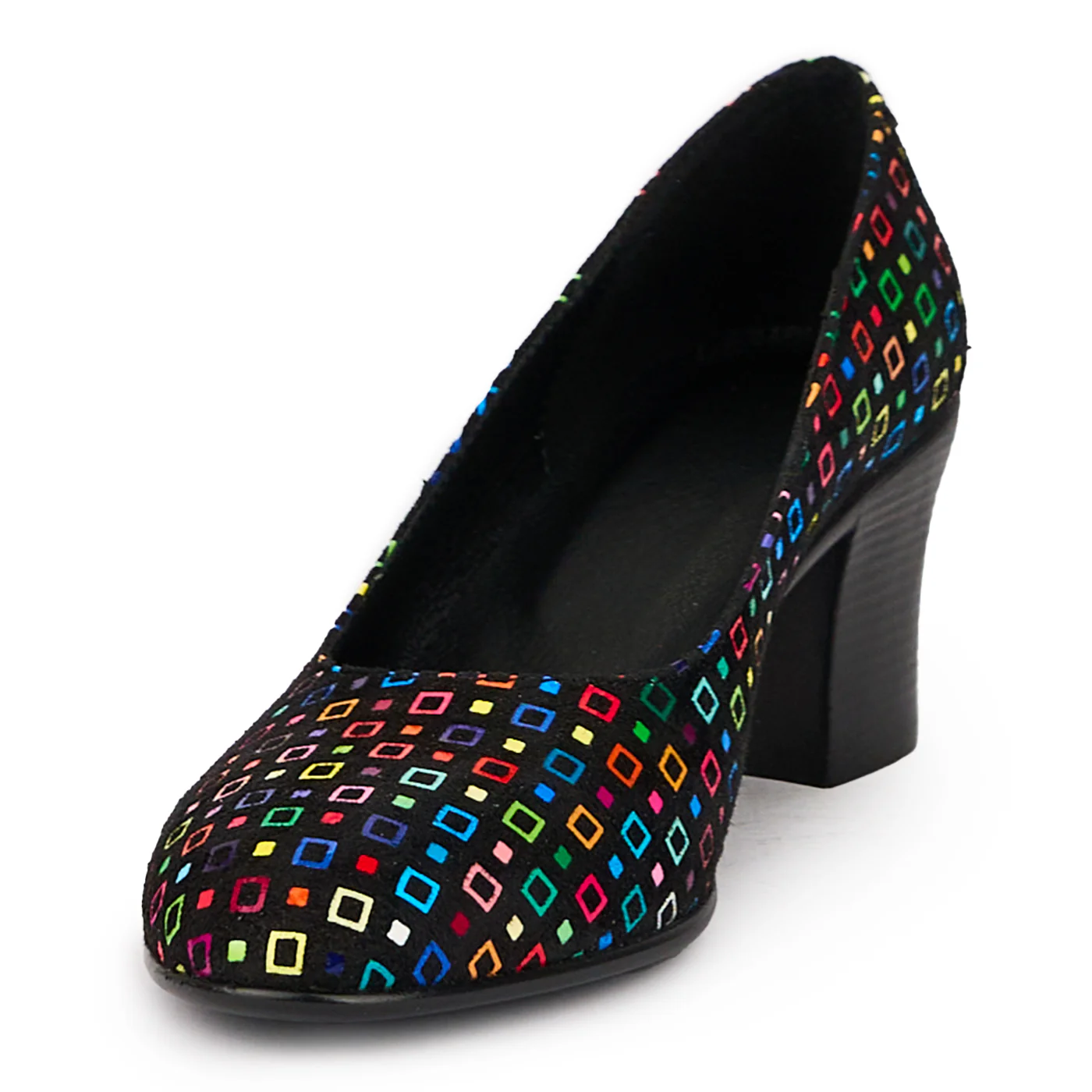 Pantofi dama din piele naturala multicolor cu toc gros 6 cm 15993 - Image 3