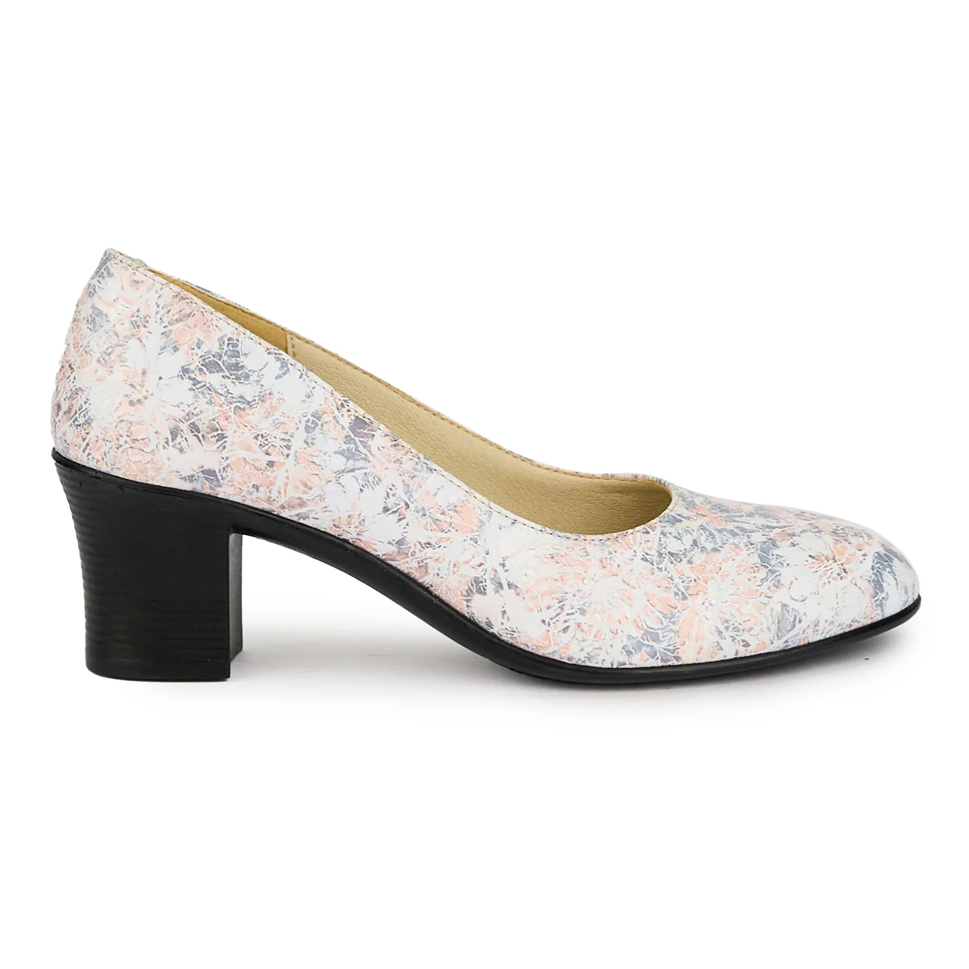 Pantofi dama din piele naturala multicolor cu toc gros 6 cm 16054