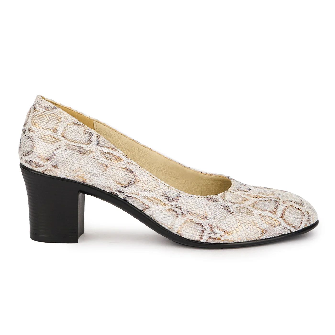 Pantofi dama din piele naturala multicolor cu toc gros 6 cm 16055