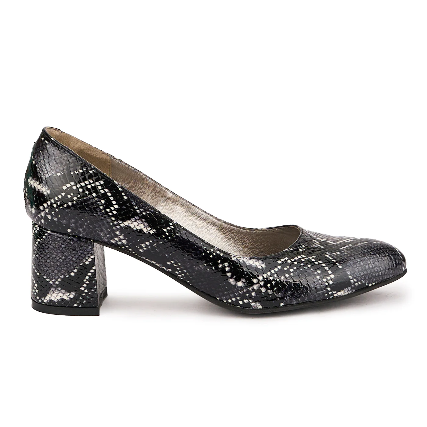 Pantofi dama din piele naturala multicolor cu toc gros 6 cm 16785