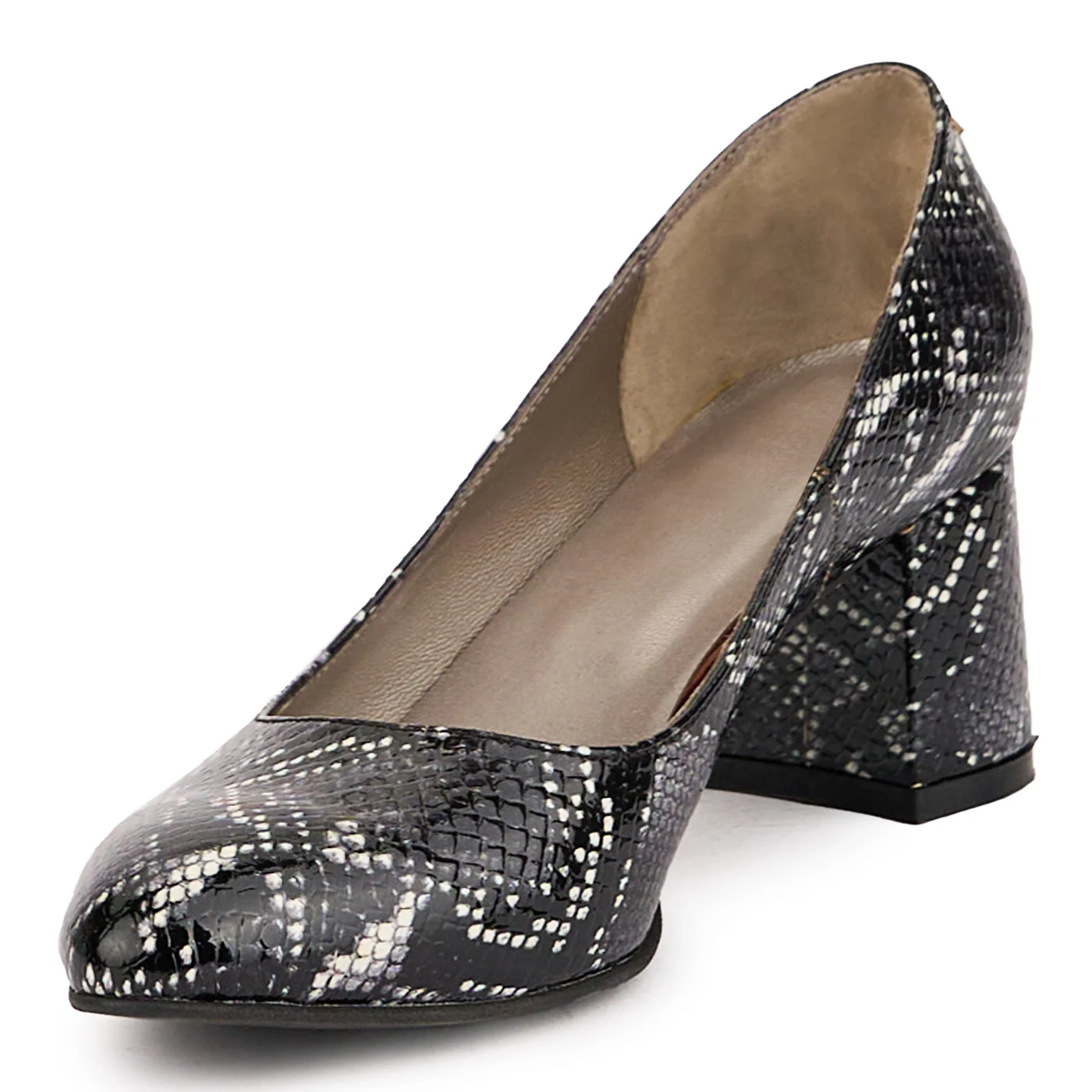 Pantofi dama din piele naturala multicolor cu toc gros 6 cm 16785 - Image 3