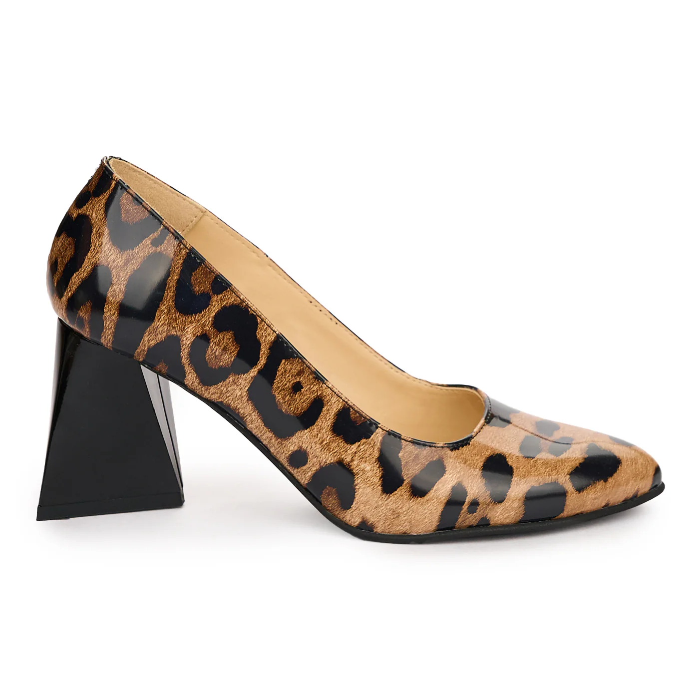 Pantofi dama din piele naturala multicolor cu toc gros 7.5 cm 13746