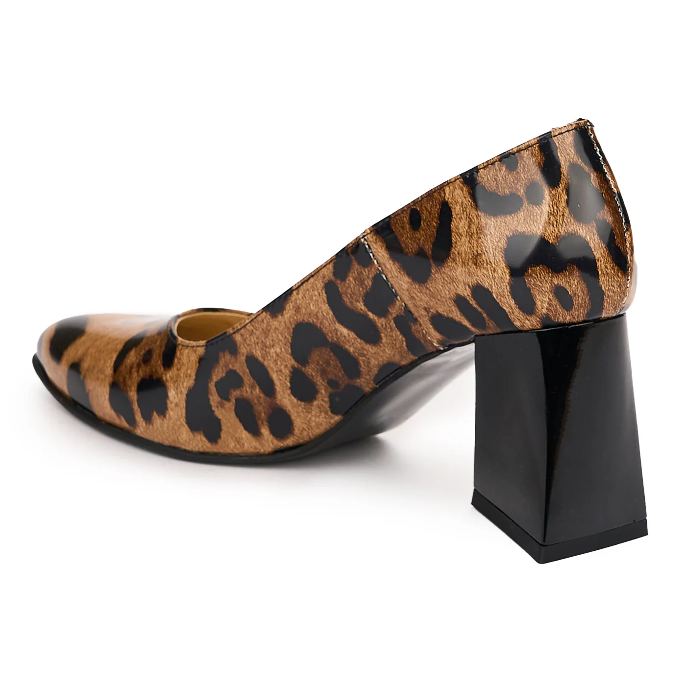 Pantofi dama din piele naturala multicolor cu toc gros 7.5 cm 13746 - Image 2