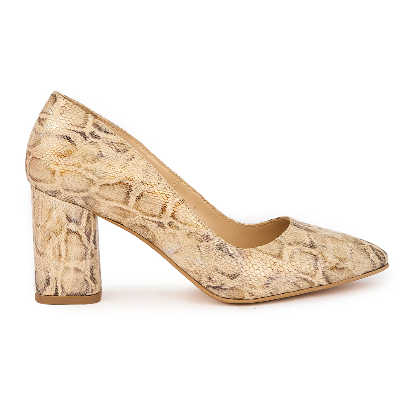 Pantofi dama din piele naturala multicolor cu toc gros 7.5 cm 15953
