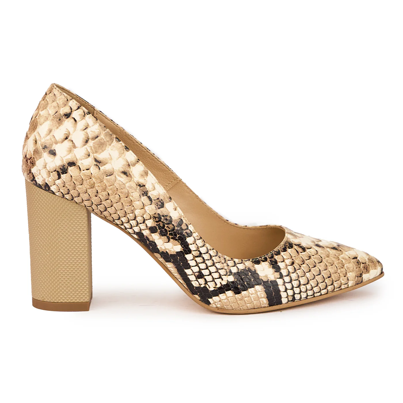 Pantofi dama din piele naturala multicolor cu toc gros 8.5 cm 15954