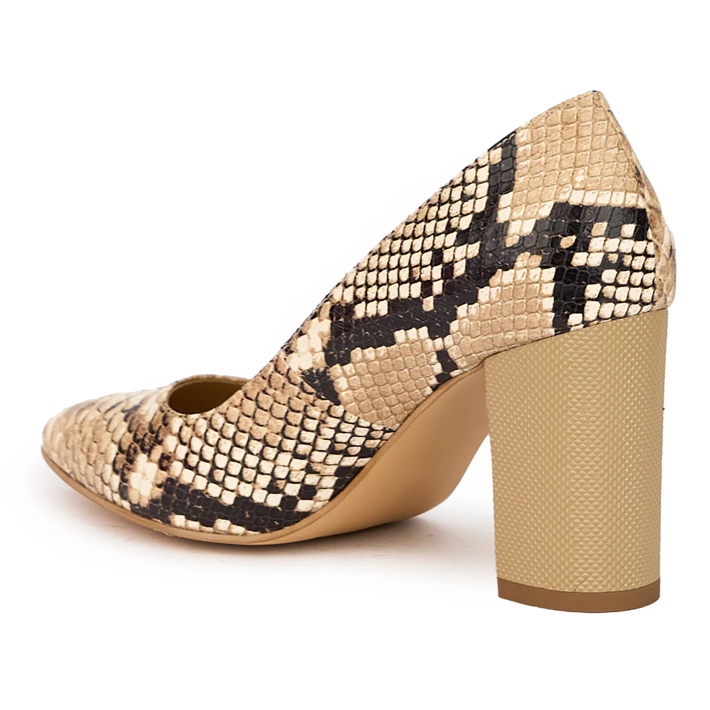 Pantofi dama din piele naturala multicolor cu toc gros 8.5 cm 15954 - Image 2