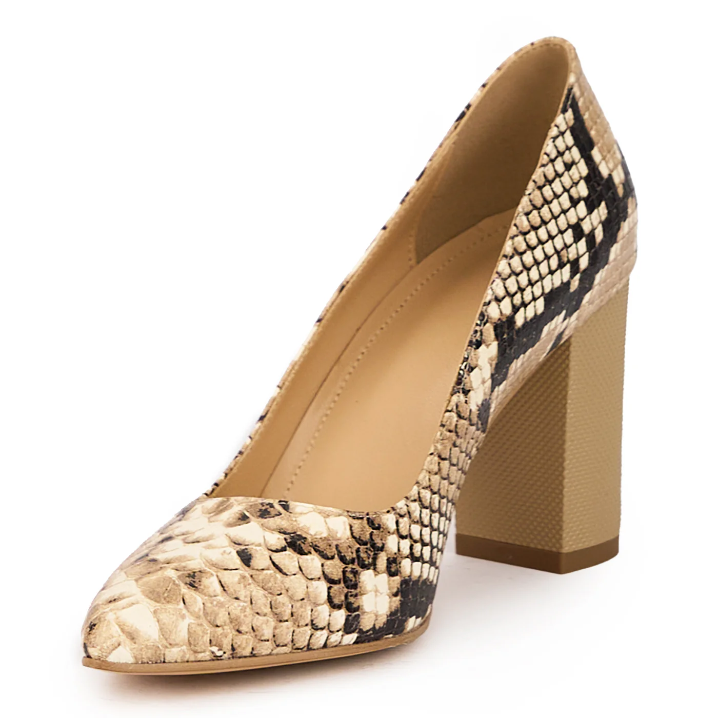 Pantofi dama din piele naturala multicolor cu toc gros 8.5 cm 15954 - Image 3