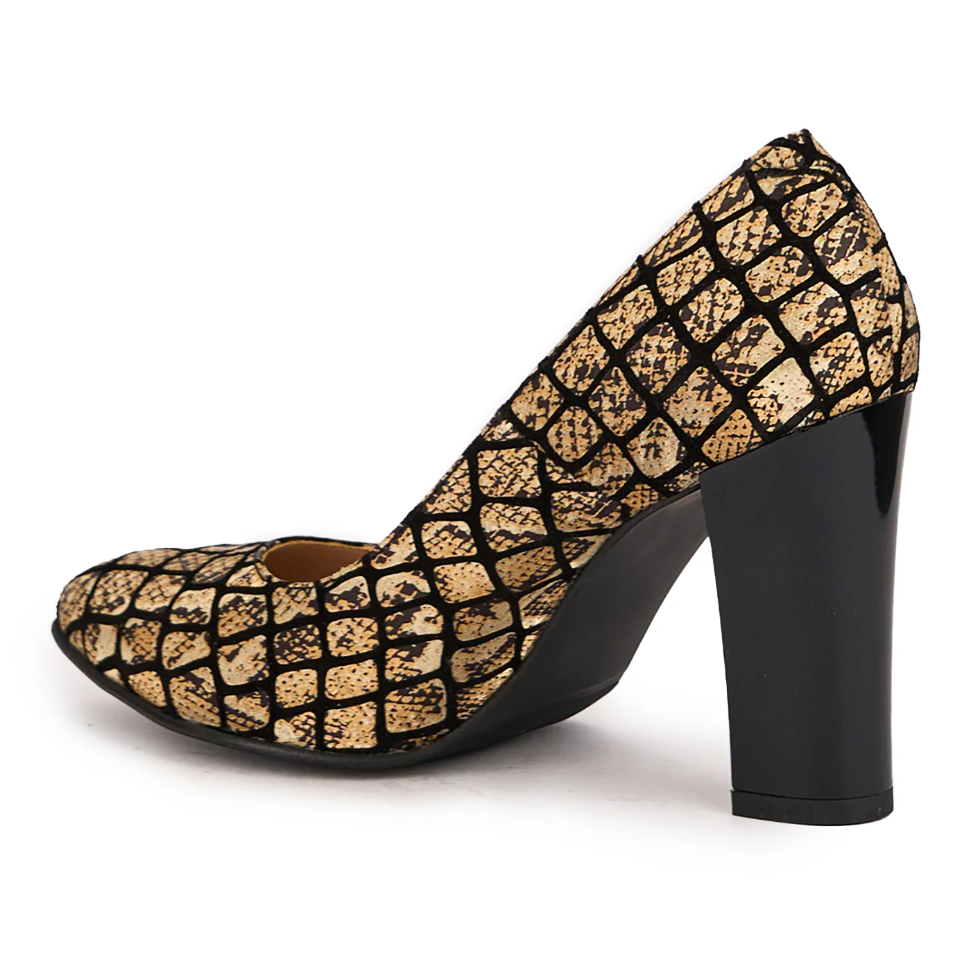 Pantofi dama din piele naturala multicolor cu toc gros 9.5 cm 16607 - Image 2