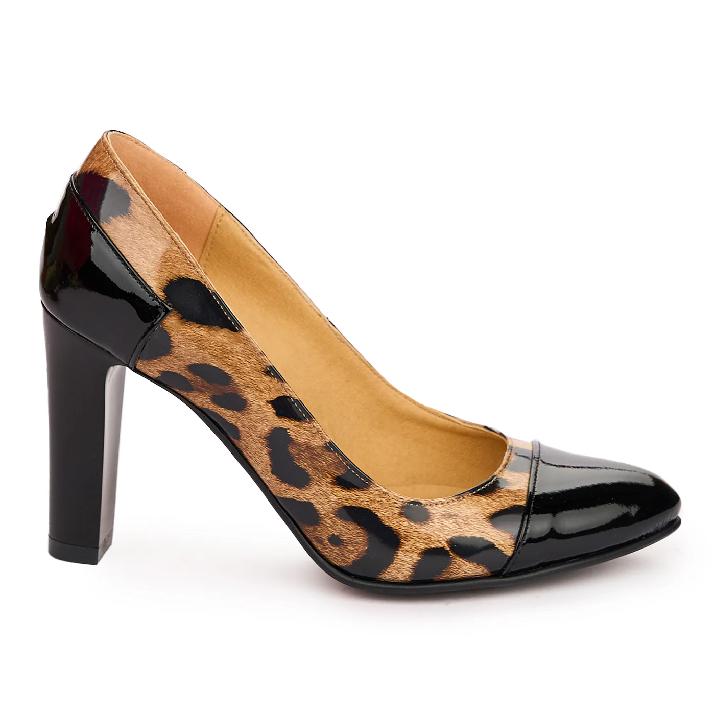 Pantofi dama din piele naturala multicolor cu toc gros 9 cm 13761