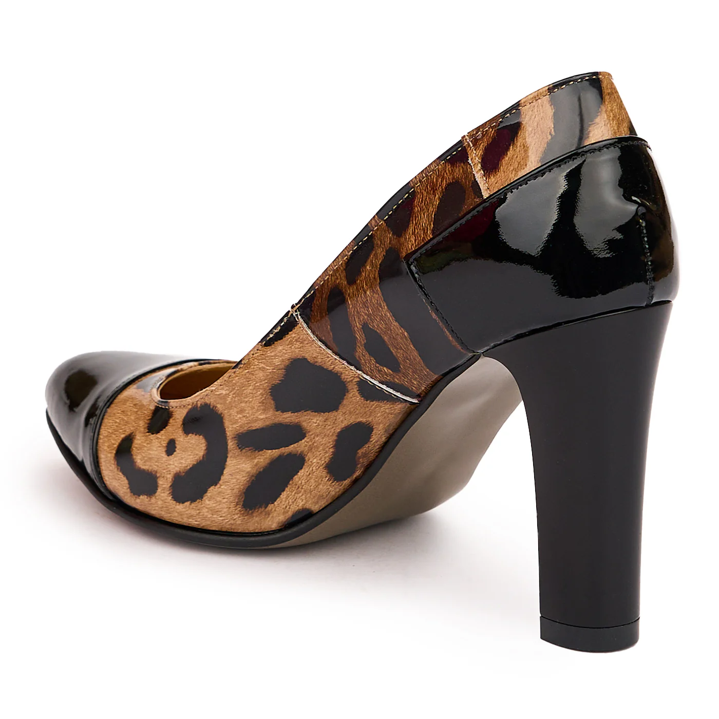 Pantofi dama din piele naturala multicolor cu toc gros 9 cm 13761 - Image 2