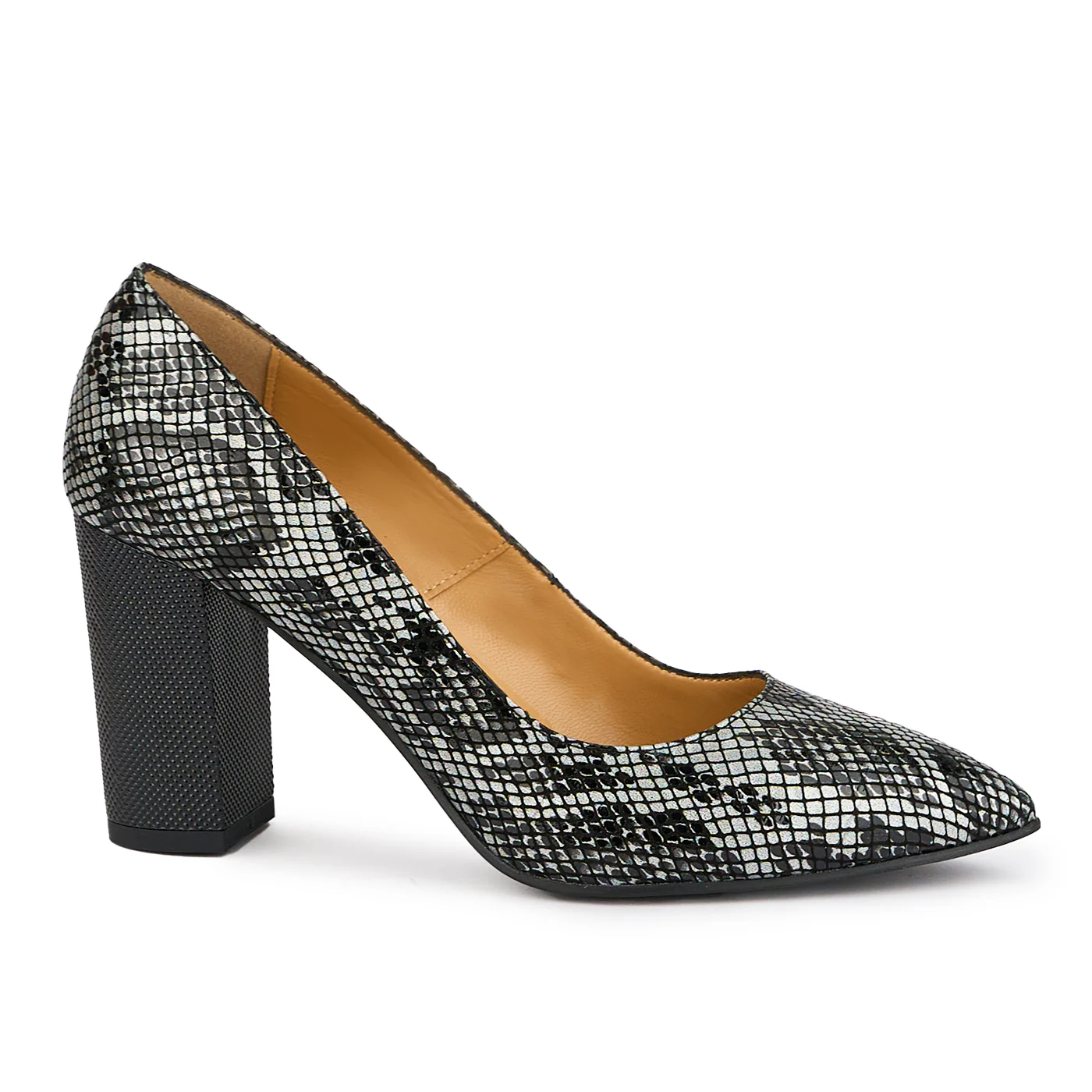 Pantofi dama din piele naturala multicolor cu toc gros 9 cm 16290