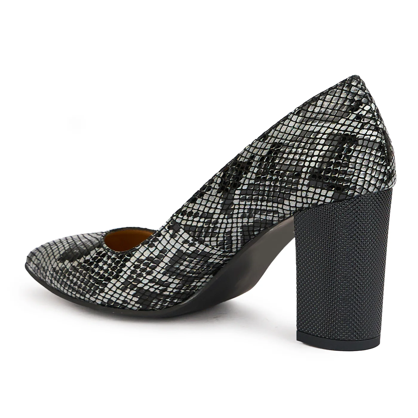 Pantofi dama din piele naturala multicolor cu toc gros 9 cm 16290 - Image 2