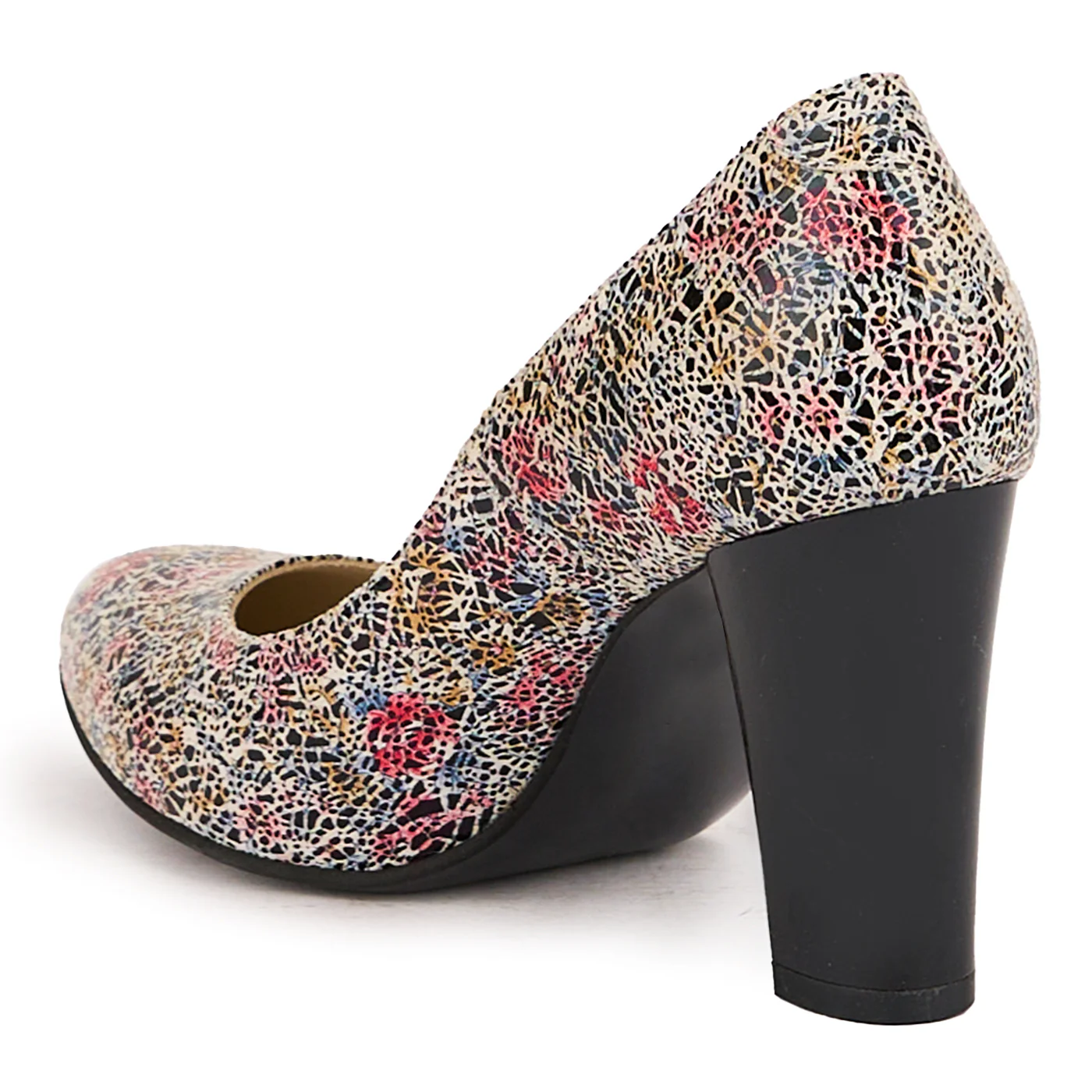 Pantofi dama din piele naturala multicolor cu toc gros 9 cm 16749 - Image 2