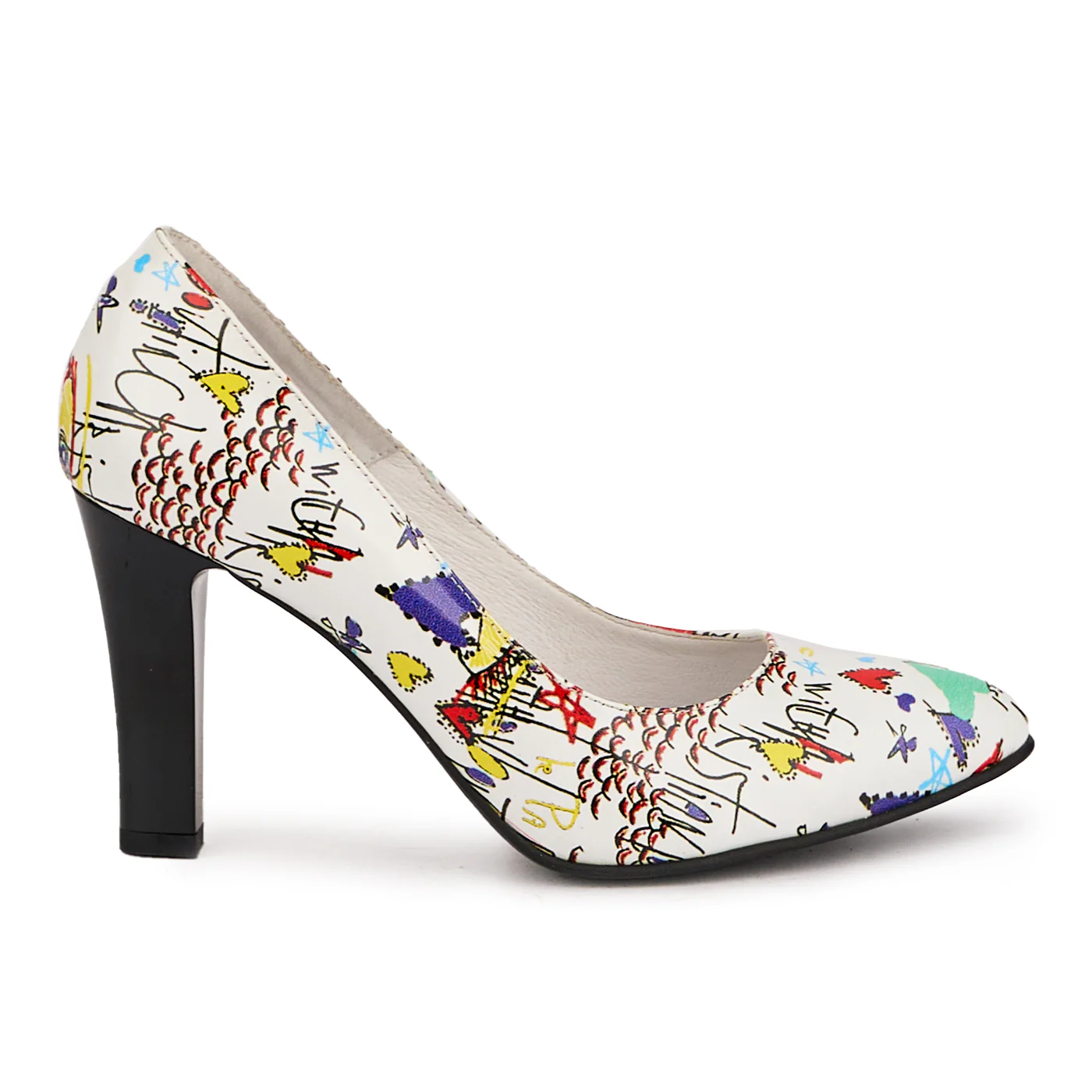 Pantofi dama din piele naturala multicolor cu toc gros 9 cm 16752