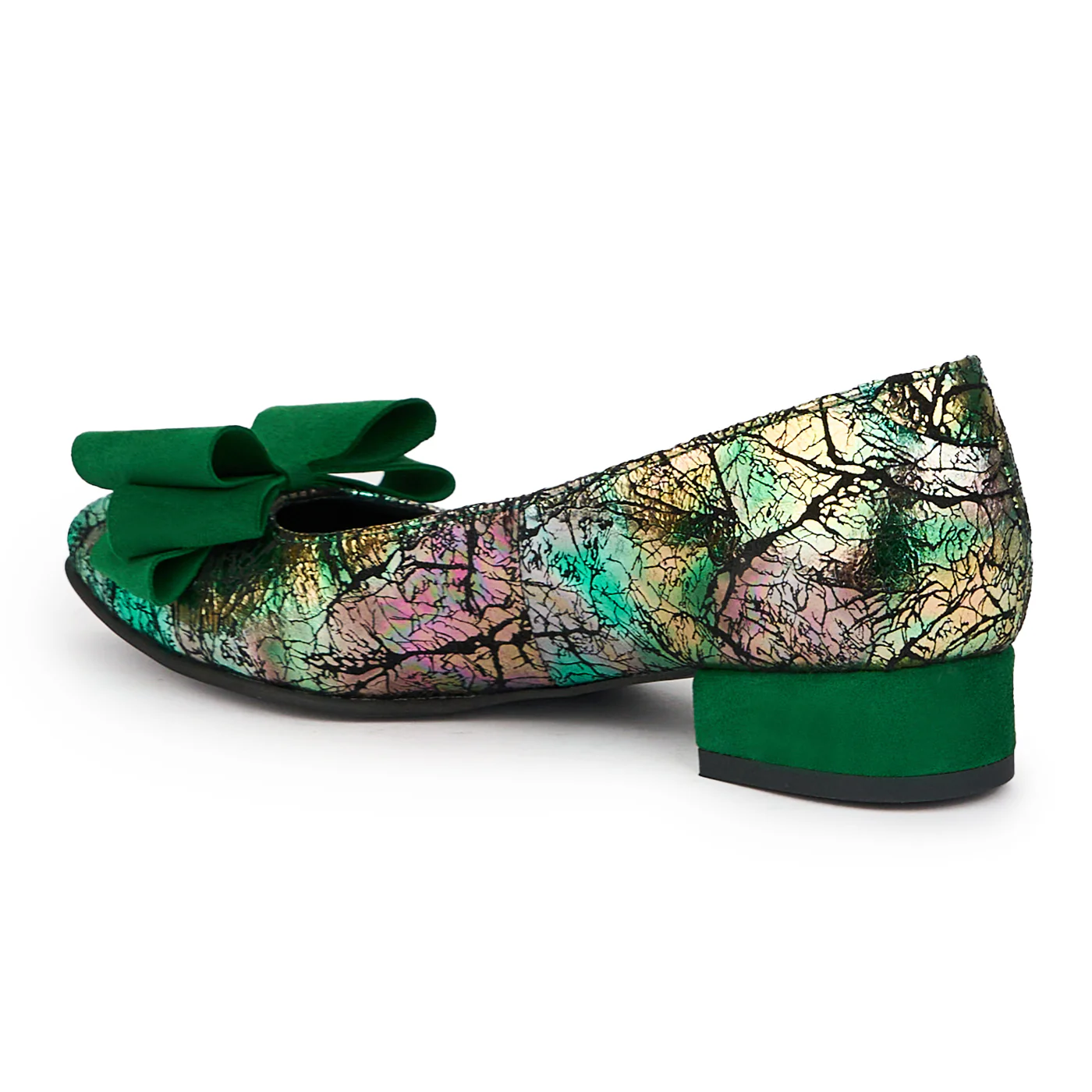 Pantofi dama din piele naturala multicolor cu toc mic 3 cm 15252 - Image 2