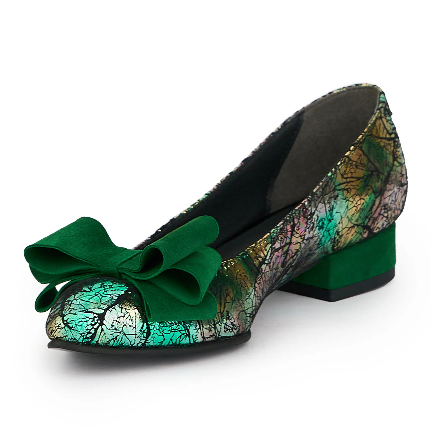 Pantofi dama din piele naturala multicolor cu toc mic 3 cm 15252 - Image 3