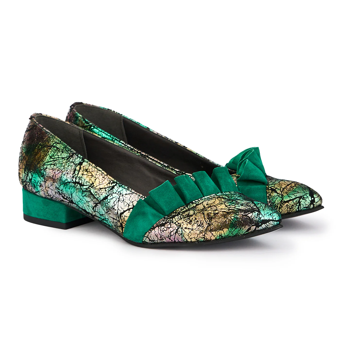 Pantofi dama din piele naturala multicolor cu toc mic 3 cm 16820 - Image 4