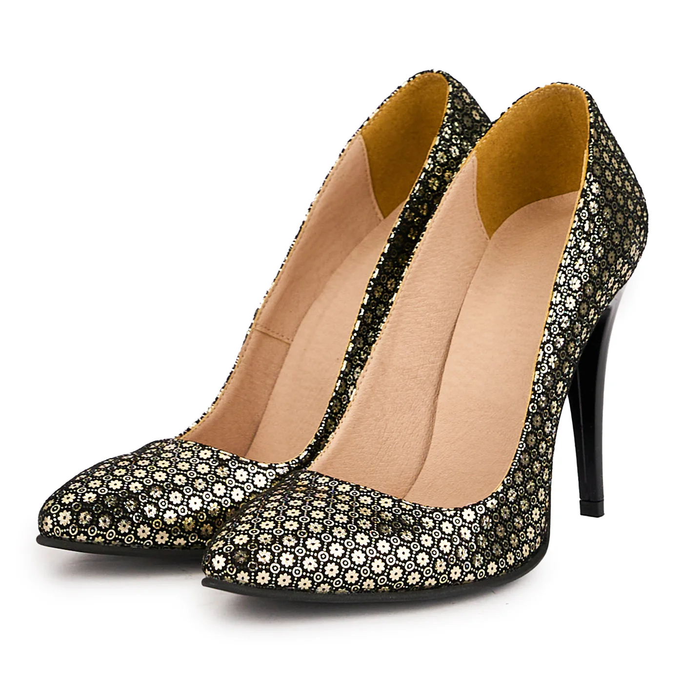 Pantofi dama din piele naturala multicolor cu toc subtire 11 cm 16665 - Image 3