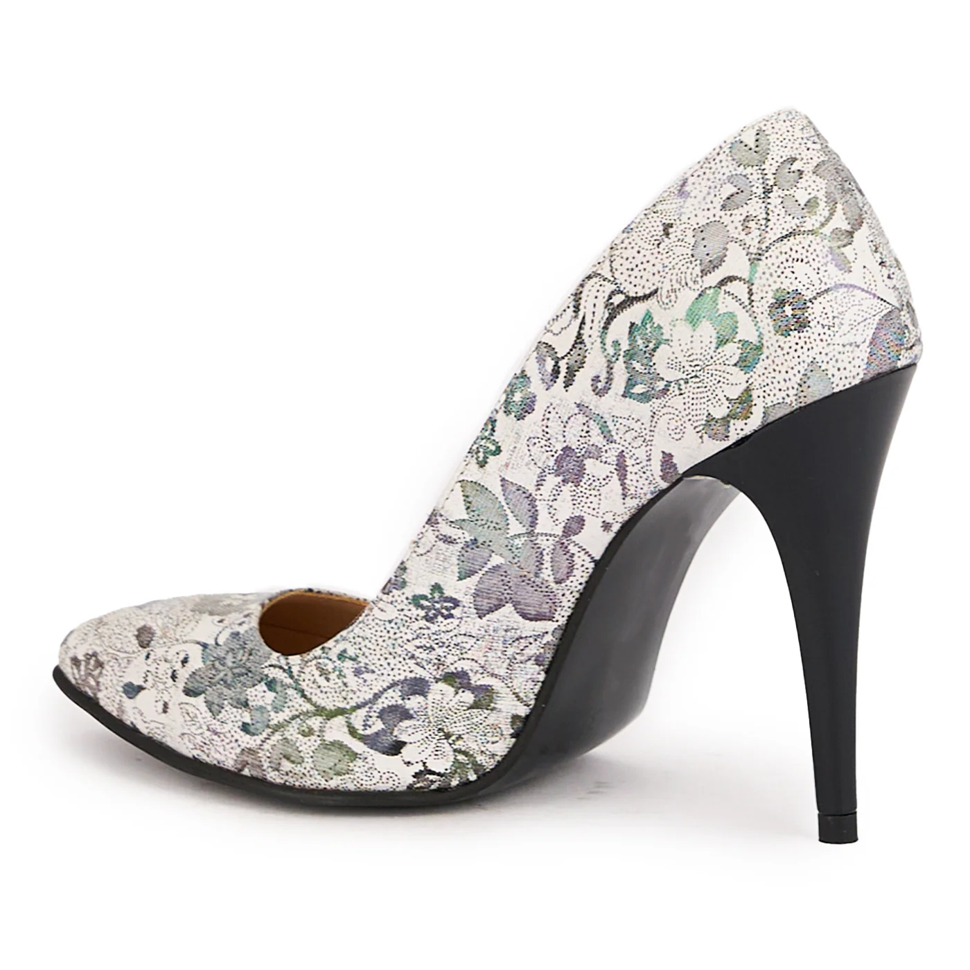 Pantofi dama din piele naturala multicolor cu toc subtire 11 cm 16666 - Image 2