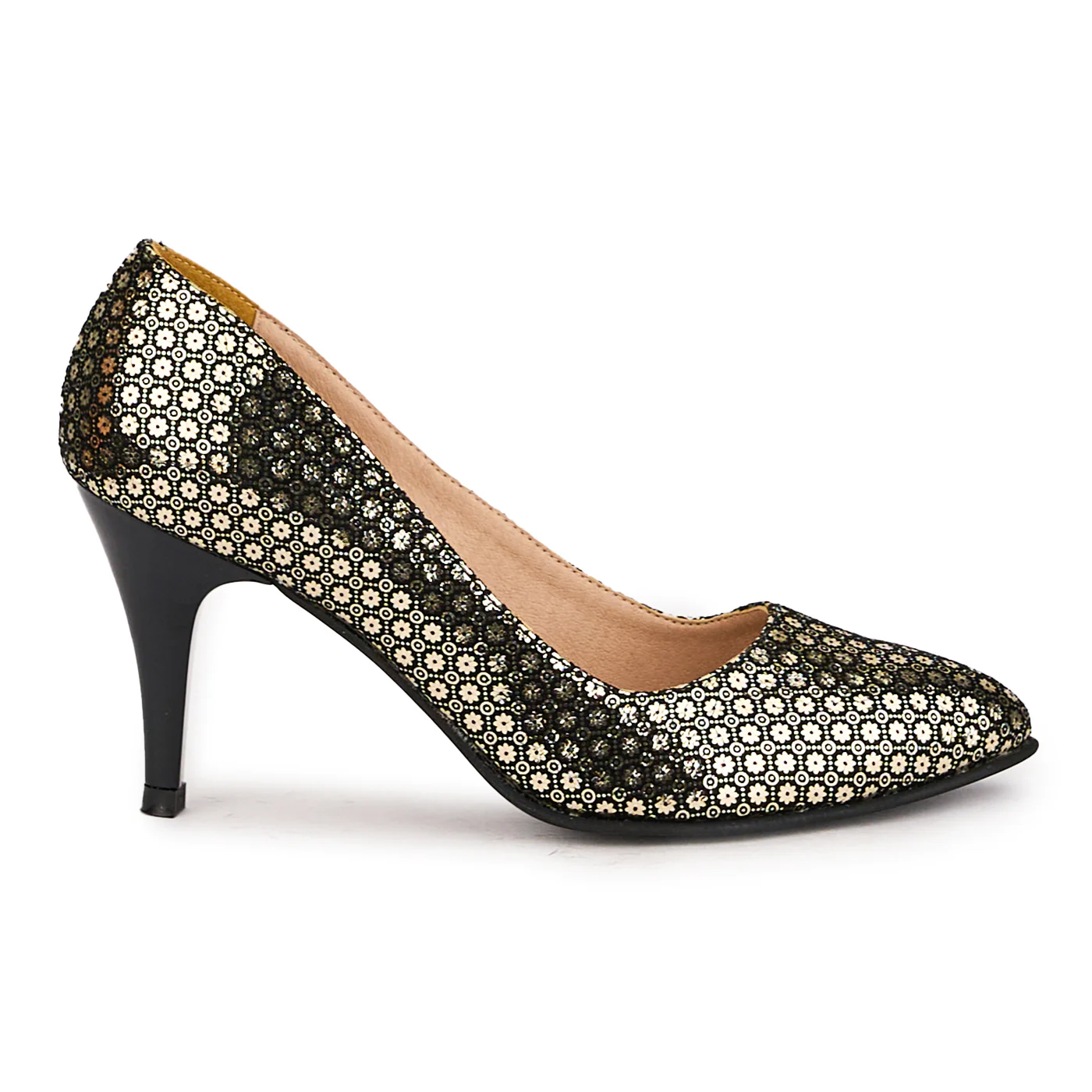 Pantofi dama din piele naturala multicolor cu toc subtire 8.5 cm 16661