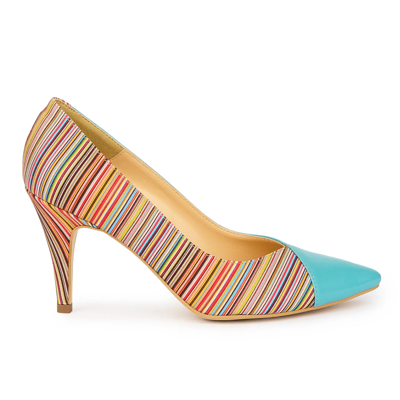 Pantofi dama din piele naturala multicolor cu toc subtire 9 cm 15449