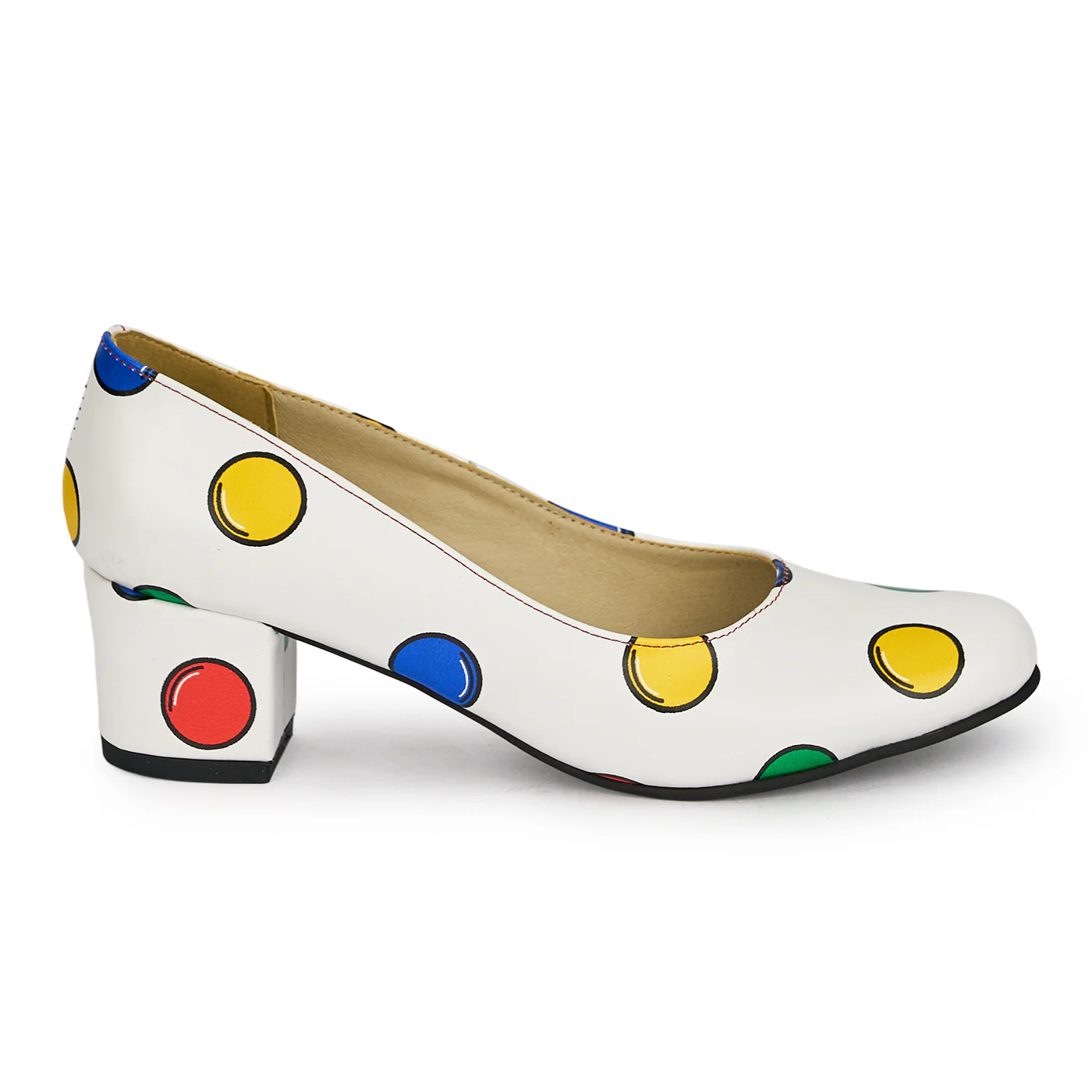 Pantofi dama din piele naturala multicolora cu toc gros 5 cm 18988