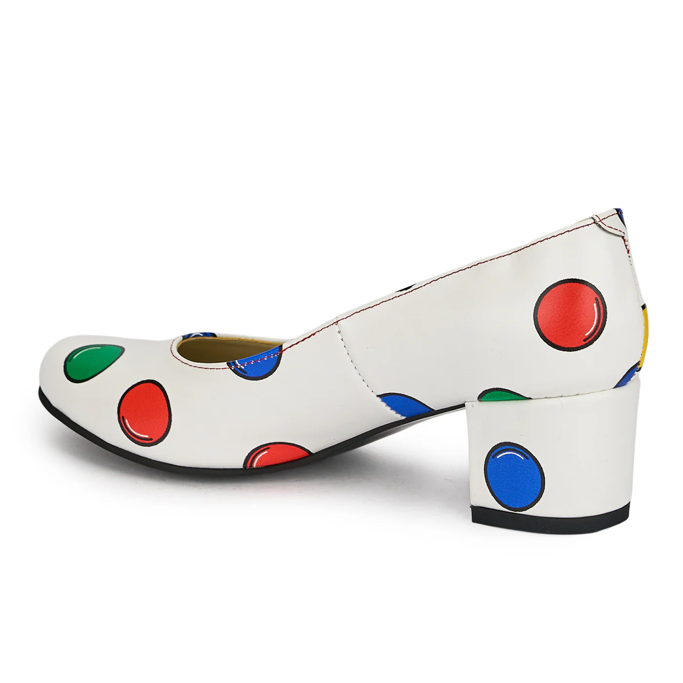 Pantofi dama din piele naturala multicolora cu toc gros 5 cm 18988 - Image 2